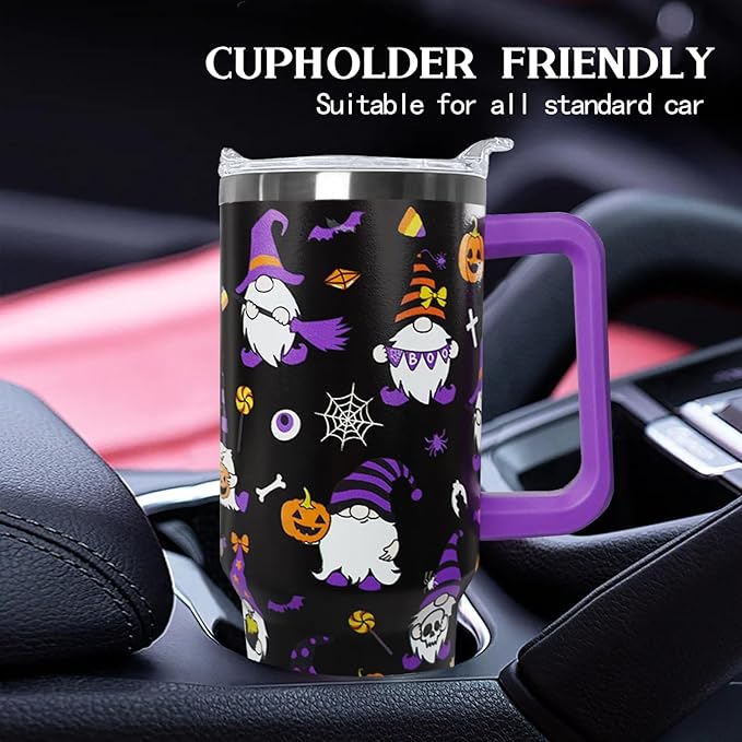 Ceovfoi 40 oz Halloween Gnome Tumbler Insulated Stainless Tumbler,Halloween Goth Ghost Travel Coffee Cup Water Botter, Witch Goth Decor Halloween Gifts For Women - Bloomnest