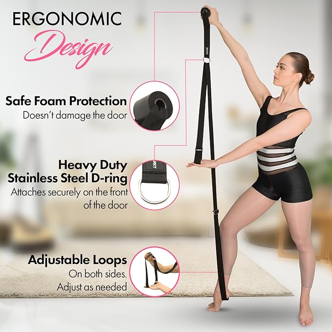 Stretching Strap With Door Anchor - Stretching Equipment to Improve Legs Flexibility - Splits Trainer For Home Ideal In Ballet, Dance, Cheerleading, Taekwondo, Yoga, Pole Dancing & Gymnastics - Bloomnest
