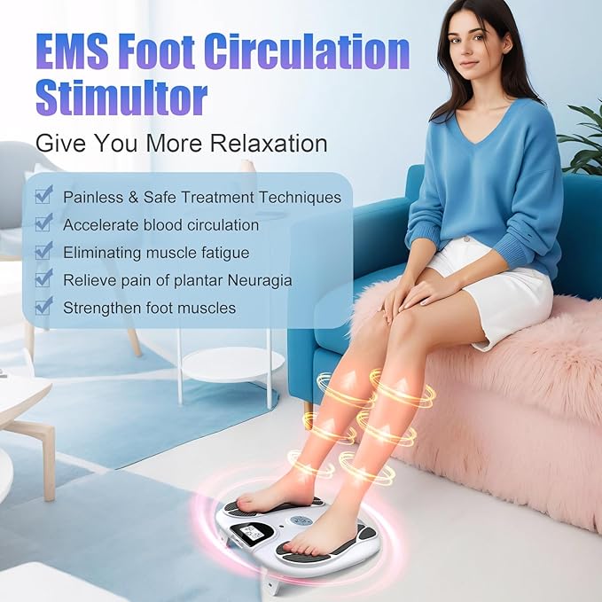 FSA EMS Foot Massager-Electronic Muscle Stimulator Relief for Neuropathy, Plantar Fasciitis & Foot Pain- 10 Modes, 20 Intensities, Remote - Silent Operation - Bloomnest