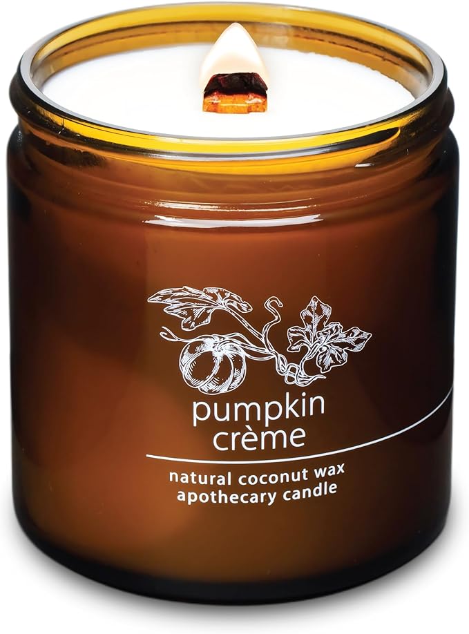 Hemlock Park Crackling Wood Wick Candle Handcrafted with Natural Coconut Wax (Large 16 oz, Pumpkin Crème) - Bloomnest