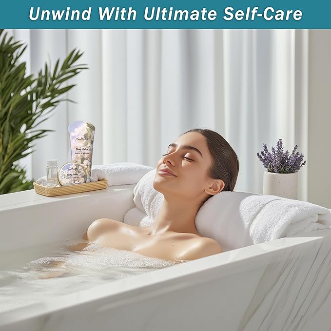 Spa Baskets For Women - Luxury Bath Set With Jasmine & Lavender - Spa Kit Includes Wash, Bubble Bath, Lotion, Bath Salts, Body Scrub, Hand Cream, Shower Puff, Bathbombs, Soap and Towel - Bloomnest