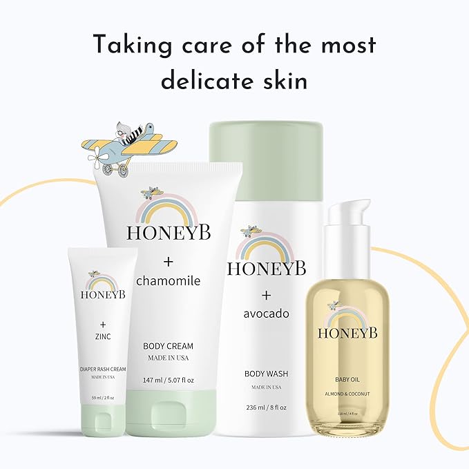 HoneyB Soothing Baby Oil with Almond & Coconut Oils for Increased Hydration - Clean and Plant-Based Baby Coconut Oil for Newborn, Baby Massage Oil, Coconut Baby Oil, 4oz - Bloomnest