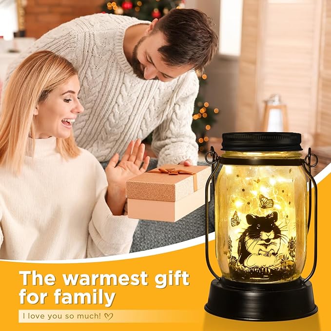 kyoryuger Hamster Gifts for Women/Men Hamster Solar Lanterns Mom Birthday Present Lantern Pet Loss Pet Memorial Lights Solar Garden Decoration Outside for Yard, Patio,Backyard,Porch Torche - Bloomnest