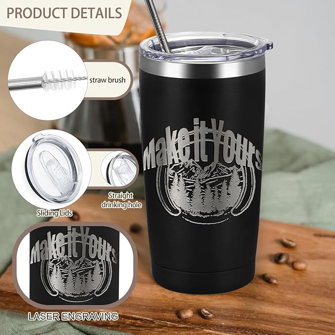 YOUKE OLA 16 Pack Stainless Steel Tumbler Bulk Insulated Vacuum Travel Mug Powder Coated Coffee Mug Gift for Laser Engrave, 20oz Black - Bloomnest