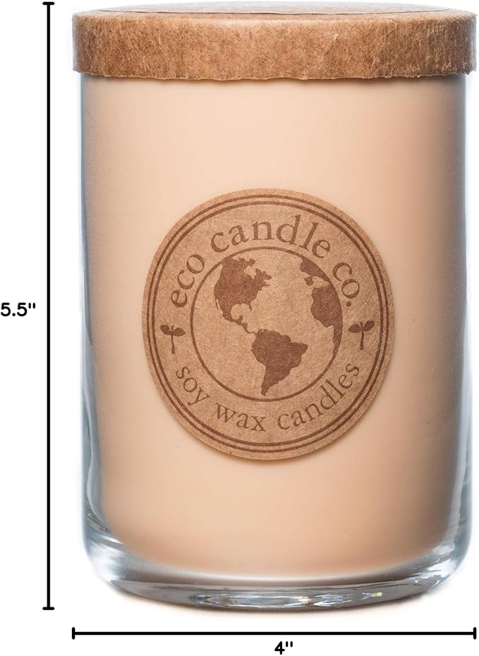 ECO CANDLE CO. Recycled Candle, Vintage Amber, 26 oz. - Scents of Wood Resin, Nutmeg, Cinnamon, & Vanilla - 100% Soy Wax, No Lead, Kraft Paper Label & Lid, Hand Poured, Midwest Grown Soybeans - Bloomnest