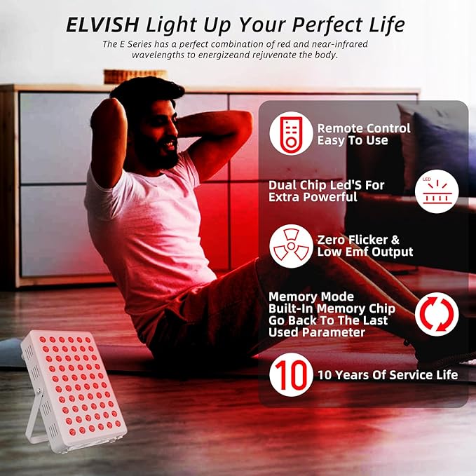 Red Light Panel for Body and Face, 660nm Red 850nm and Near Infrared, Remotcontrol 60 LEDs Red Light Therapy Panel, Used to Promote Sleep, Improve The Body, Relieve Muscle Fatigue (E-300-Wtite) SCESFU