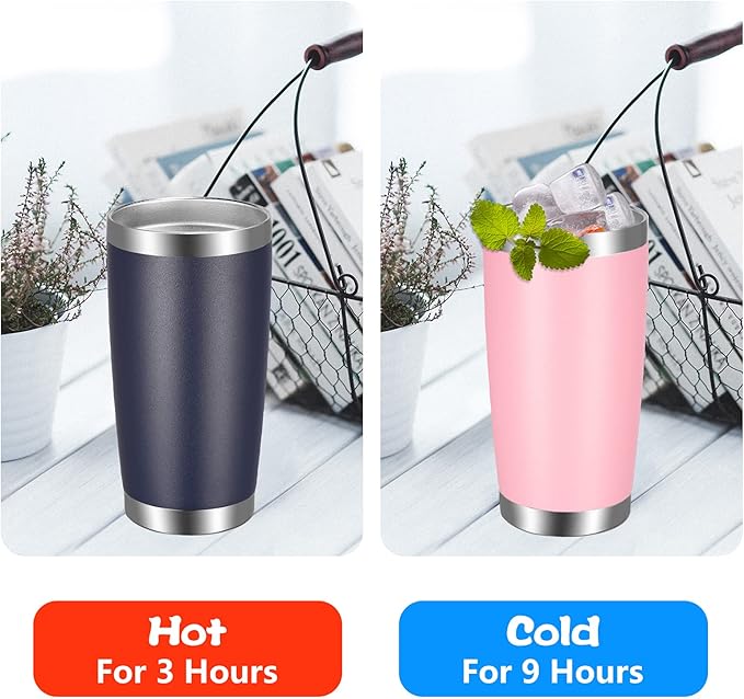 VEGOND 20oz Tumbler with Lid and Straw Stainless Steel Tumbler Cup Bulk Vacuum Insulated Double Wall Travel Coffee Mug Powder Coated Coffee Cup(Navy Blue 12 Pack - Bloomnest