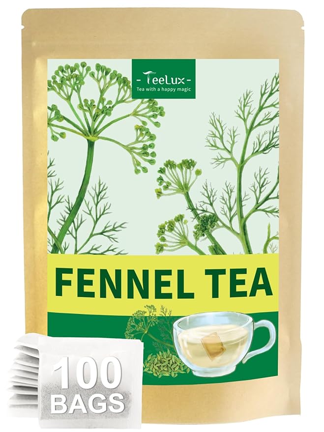 TeeLux Fennel Tea Bags, Pure & Natural Fennel Seeds Herbal Tea, Smooth & Light Spicy Flavor, Caffeine Free, 100 Count - Bloomnest