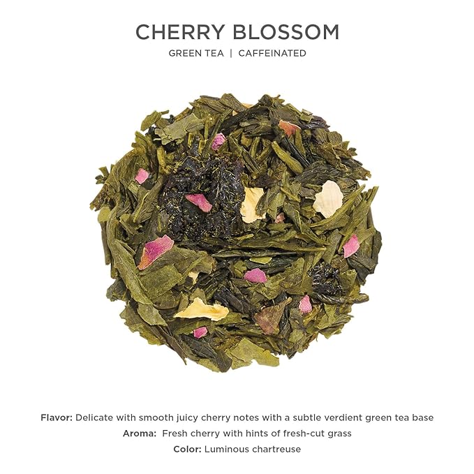 Tea Forte Cherry Blossom Premium Loose Leaf Caffeinated Green Tea Blend Canister, Makes 35-50 Cups - Bloomnest