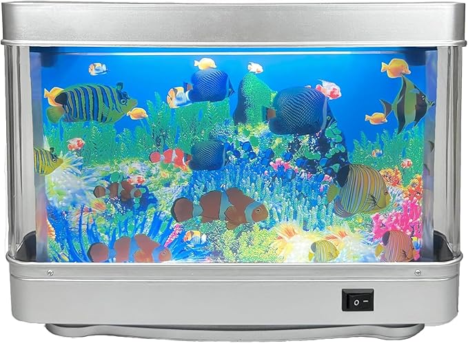 Fake Motion Fish Tank Mini Aquarium, Artificial Tropical Decorative Lamp Night Light with Moving Fish, Gift for Kids(US Plug) - Bloomnest