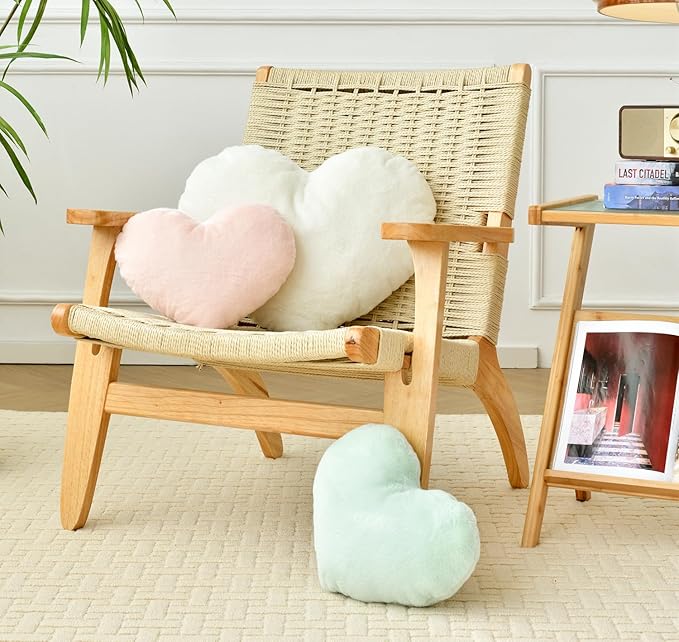 Petrella Throw Pillows Heart Pillow Cute Fuzzy Pillows for Bed Livingroom Home Decor Cushion Decorative Aesthetic Preppy Pillows White,Small 13"x10" - Bloomnest