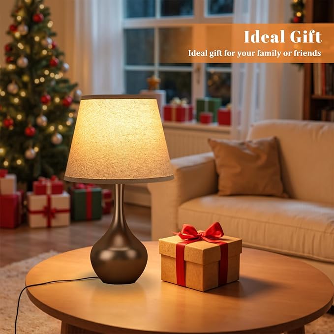 Seealle Touch Table Lamp for Bedroom, 3-Way Dimmable Small Bedside Lamps for Night Stands with Wires, Brown Desk Lamp for Kids Room, Office, Living Room, End Table(LED Bulb Included) - Bloomnest