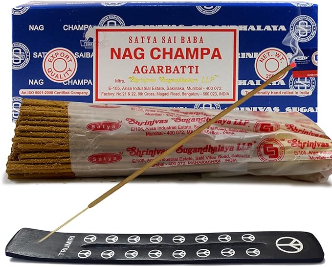 TRUMIRI Incense Stick Holder Bundle with Satya Sai Baba Nagchampa 250g Bulk Incense Sticks Nag Champa Agarbatti - Pack of 1 (Approx 250 Insence-Sticks) - Bloomnest