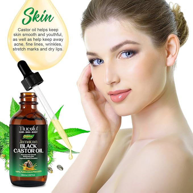 Tiuedu Jamaican Black Castor Oil for Hair Growth,Thicker Eyelashes & Eyebrows,Castor Oil for Hair,Face,Body & Skin,100% Pure Cold Pressed Black Castor Oil,Hair Nourishing Oil,Massage Oils - Bloomnest