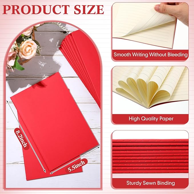 Mimorou 100 Pcs Journals Notebooks Bulk - Kraft Softcover A5 Small Notebooks 5.5 Inch x 8.3 Inch Notepads with 60 Page 30 Sheet for Writing Sketch Travel Office Supplies(Red,Lined) - Bloomnest