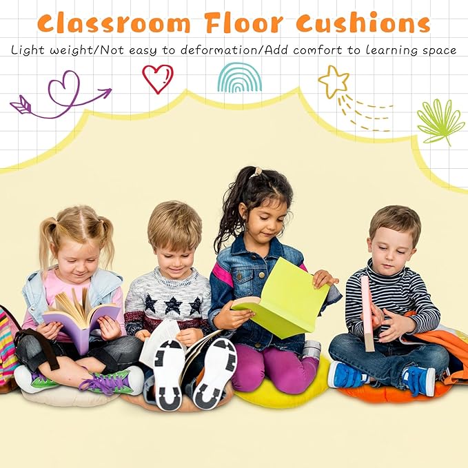 Tinideya 24 Pcs Round Floor Cushions Floor Pillows Meditation Seat Pillows Flexible Seating for Adults Kids, Chair Cushions for Classroom, Nursery, Living Room, Yoga(Medium 15.7 Inch,Yellow-Brown) - Bloomnest
