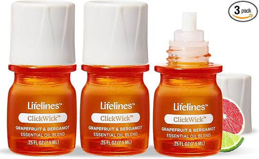 ClickWick Essential Oil Blends for Lifelines Diffusers, 3-Pack Citrus Grove Set - Essential Oil Blend Refill for Candle, Plant & Shower Aromatherapy Diffuser - Fragrance for Diffusers - Bloomnest