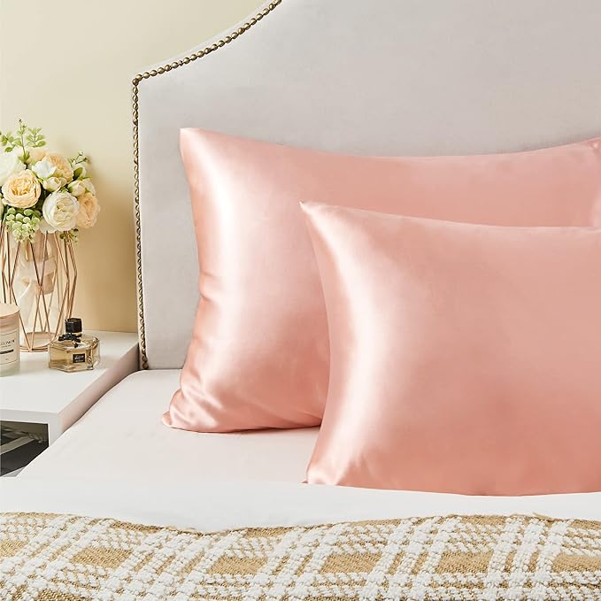 BEDELITE Satin Pillowcase for Hair and Skin, Super Soft Similar to Silk Pillow Cases 4 Pack with Envelope Closure, Cooling Pillowcases for Women Men (20"x30" Queen Size, Coral) - Bloomnest