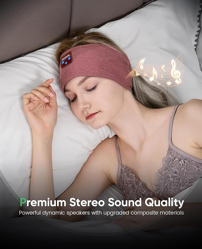 Perytong Sleep Headphones Bluetooth 5.2 Headband, Sports Wireless Earphones Music Sleeping Eye Mask Earbuds with HD Stereo Speaker for Mom Dad Women Men Teen Running Cool Gadgets Unique Gifts - Bloomnest