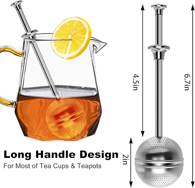 Numola Long Handle Tea Ball Stainless Steel, 2Pcs Premium Tea Infuser Filter for Loose Leaf Tea, Reusable Fine Mesh Tea Interval Diffuser Strainer for Cup and Teapot - Bloomnest