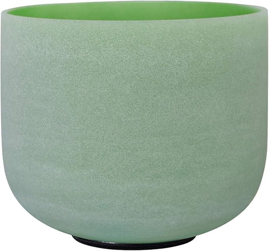 ENERGYSOUND 432Hz Perfect Pitch F Heart Chakra Frosted Green Colored Quartz Crystal Singing Bowl 10 inch mallet and o-ring included - Bloomnest