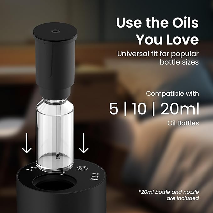 LiteMist Cold Air Essential Oil Diffuser – Waterless Nebulizing Aroma Diffuser, USB-C Cordless 2000mAh Battery, Aluminum Portable Scent Diffuser for Home Office Car, 0.7oz / 20ml - Bloomnest