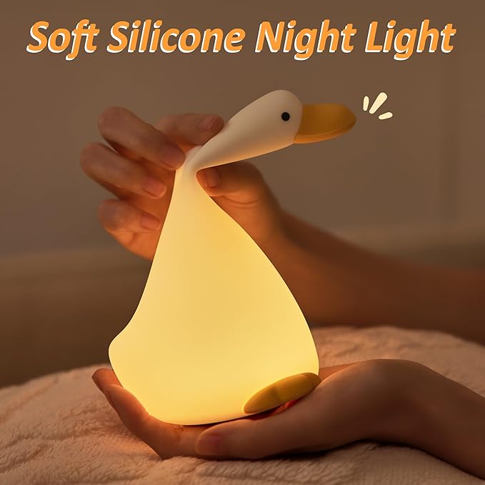 Attivolife Duck Night Light for Nursery, Cute Animal Dream Duck Lamp with Dimmable Timer, Rechargeable Bedroom Bedside Decor Touch Soft Silicone Nightlight, Birthday Xmas Gift for Kid Baby Girl Boy - Bloomnest