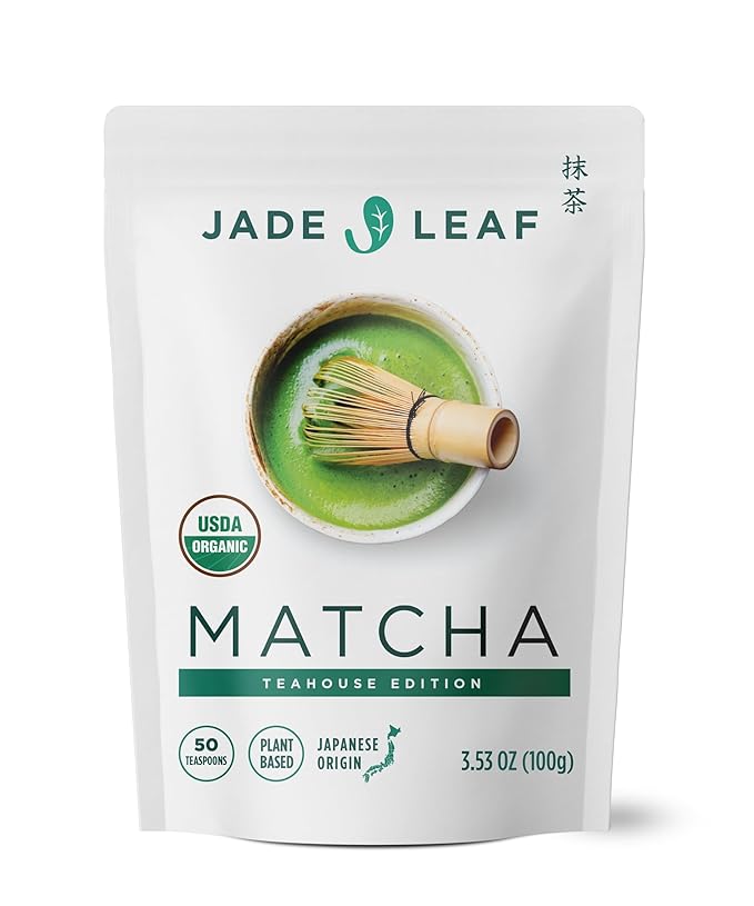 Jade Leaf Matcha Organic Premium Ceremonial Grade Matcha Green Tea Powder - Japanese - Culinary, Ingredient, Ceremonial Barista Teahouse, Latte, Collagen, 3.53 Ounce (Pack of 1), Ceremonial Teahouse Tin - Bloomnest