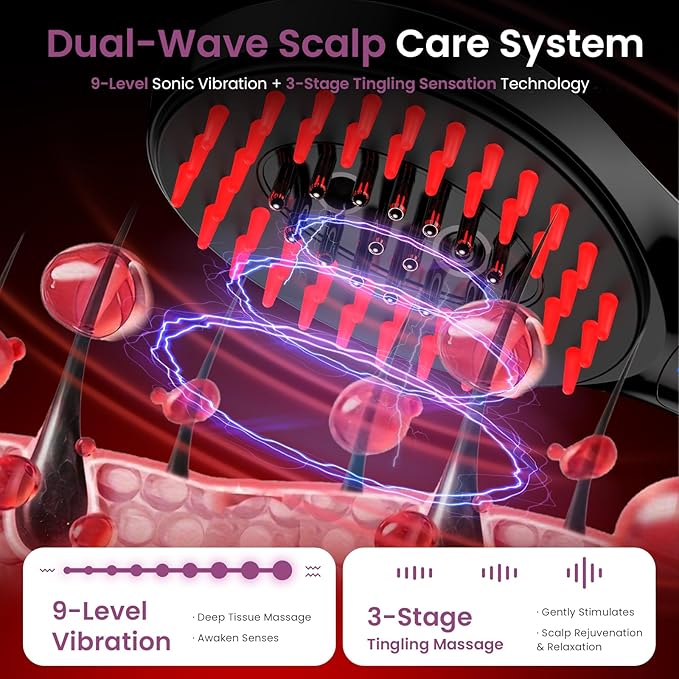 6-in-1 Rechargeable Scalp Massager Oil Applicator, Nano Mist, Electric Scalp Vibration Brush for Home Spa, Effortless Detangling & Relaxation Head Massage Tool for All Hair Types Bloomnest