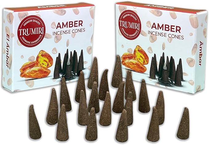 TRUMIRI Amber Incense - 20 Cone Pack (2 x 10) - Scented Cone Incense