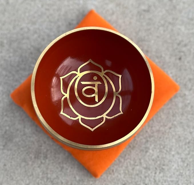 DharmaObjects Tibetan Sacral Chakra Premium Palm Size Singing Bowl Gift Box Set - Bloomnest