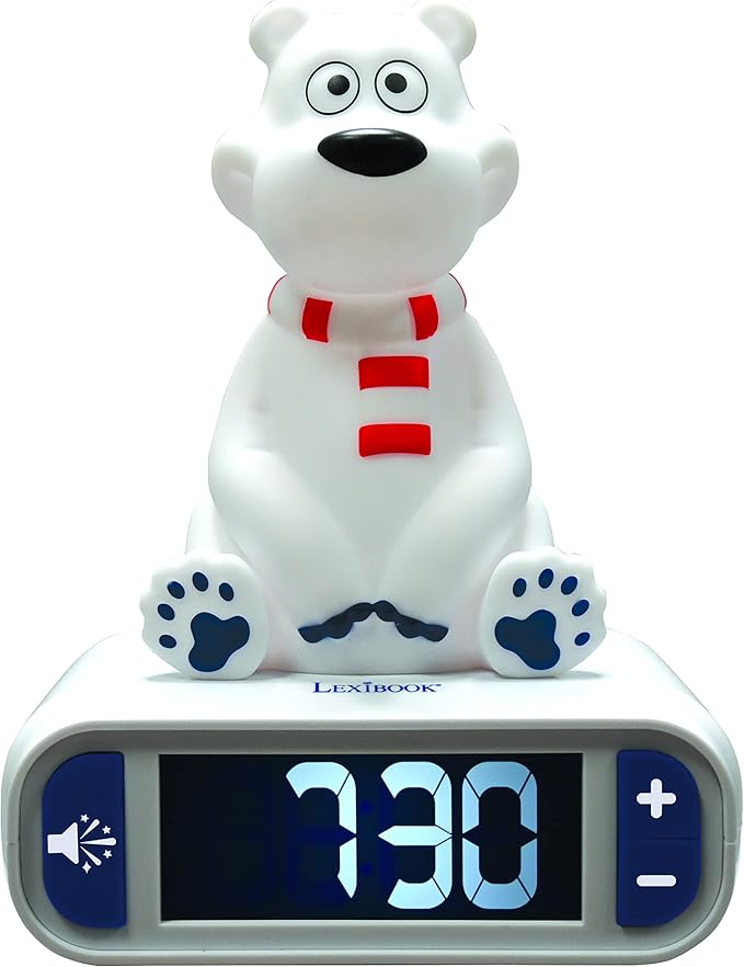 LEXiBOOK Polar Bear Digital Alarm Clock for Kids with Night Light Snooze, Childrens Clock, Luminous, White, RL800PB - Bloomnest