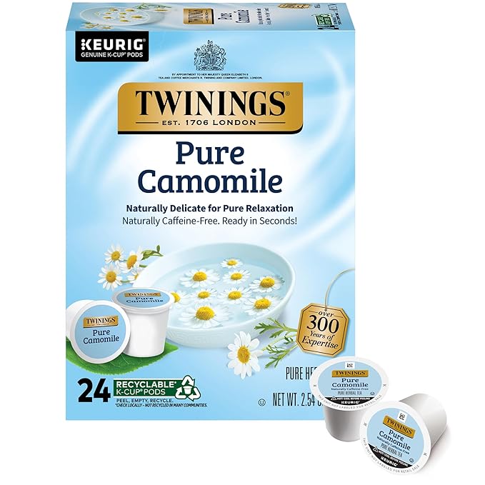 Twinings Pure Camomile Herbal Tea K-Cup Pods for Keurig, 24 Count (Pack of 1), Made with Pure Camomile Blossoms, Naturally Caffeine-Free, Enjoy Hot or Iced - Bloomnest