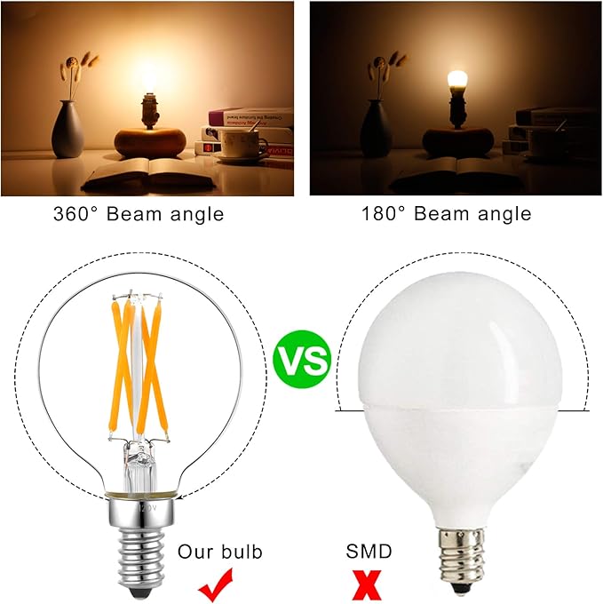 LiteHistory e12 led dimmable g16.5 Light Bulb 6W Equal 60 Watt 600lm AC120V e12 Candelabra Bulb 60 Watt for Chandeliers,Ceiling Fan,Vanity Warm White 2700K Globe e12 Light Bulb 6Pack - Bloomnest