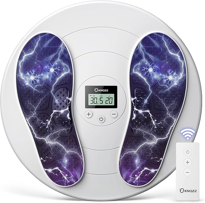 KNQZE Foot Massager for Neuropathy, TENS + EMS Foot Stimulator for Circulation, 10 Modes + 20 Intensities, Wireless Remote, Neuropathy Pain Relief for Feet, Plantar Fasciitis, Gifts for Mom & Dad - Bloomnest