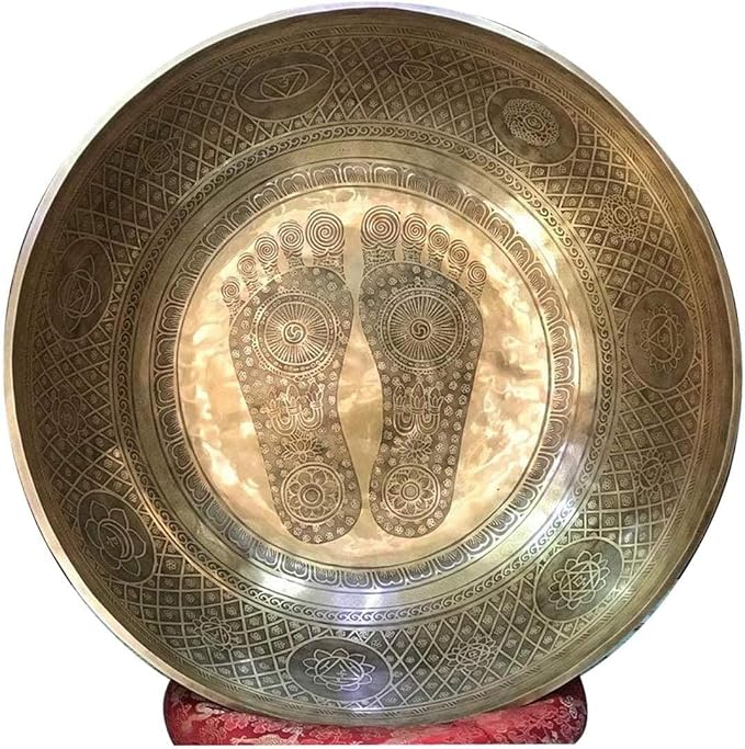 Large Singing Bowl - 21 Inches in Diameter - Foot Singing Bowl to Stand In Etched by Artisans from Nepal - For Healing, Sound Bath, Yoga, Relaxation, and Meditation