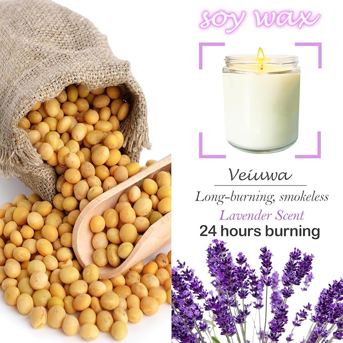 12 Pcs 8 Oz Bulk White Soy Candles,Lavender Scented Candles Set,Bulk Aromatherapy Candle,Great Stress Relieving Scented Candle for Girls as a Gift for Birthdays, Weddings and More! - Bloomnest