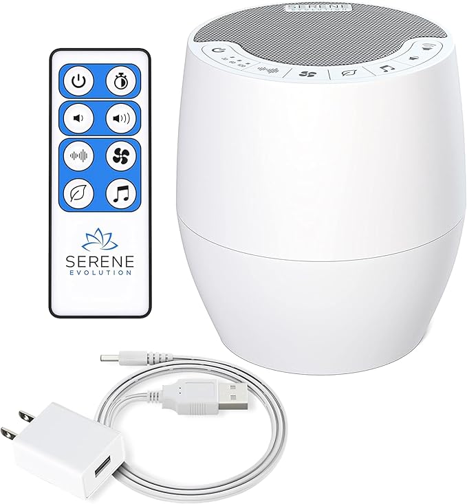 Serene Evolution White Noise Machine with 60 Soothing Sounds - Sound Machine for Adults and Baby - Noise Cancelling Sleep Music Machine with Remote Control - Ideal for Office Privacy - Black - Bloomnest