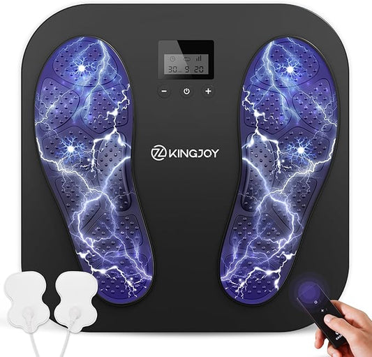 KINGJOY Foot Massager for Neuropathy, Rechargeable EMS TENS Foot Stimulator with 10 Modes 20 Intensities for Circulation Plantar Fasciitis & Swelling Pain Relief, Gifts for Women Men-Black - Bloomnest