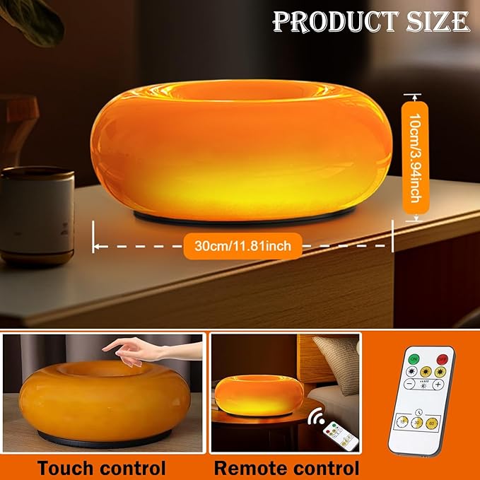 Creative Design Atmosphere Donut Lamp, Plug- in Bedsided Wall Sconce Or Ambient Lighting, Modern Orange Donut Light for Warm Decoration,Cute Table Light for Children's Room Or Living Room - Bloomnest