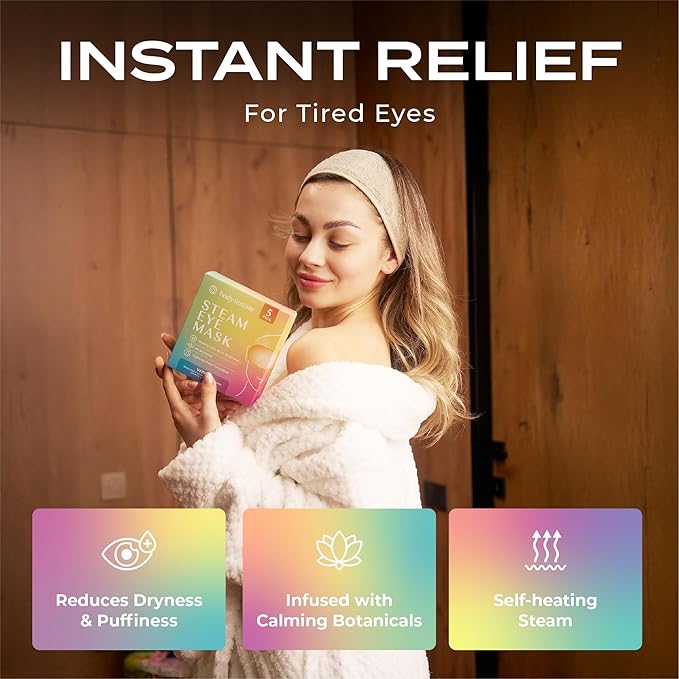 Body Restore Heated Eye Mask for Dry Eyes 5 Pack – Self Heating Warm Compress, Valentines Day Gifts for Her and Him, Birthday Gifts for Women and Men, Stye Eye Treatment, Relaxation – Variety - Bloomnest