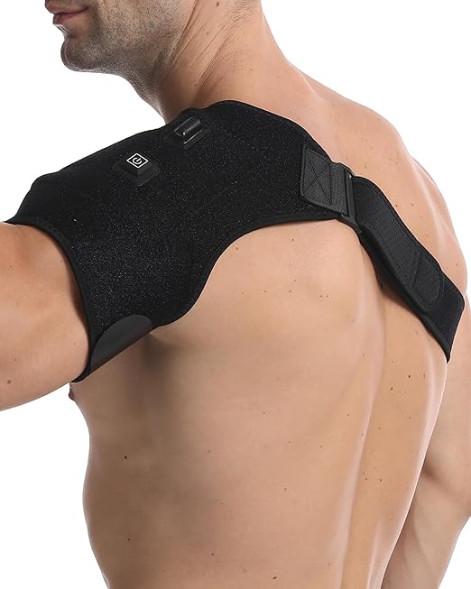 Shoulder Heating Pad - 3-Temperature USB Rechargeable, Adjustable Heat Wrap for Men & Women, Portable Cordless Shoulder Warmer (1 Pce Black-New) - Bloomnest