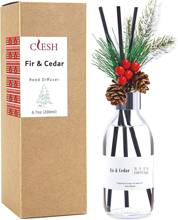 Clesh Reed Diffuser Set, 6.7 oz Cedar Scented Diffuser with Sticks, Home Fragrance Reed Diffuser for Bathroom Shelf Decor - Bloomnest