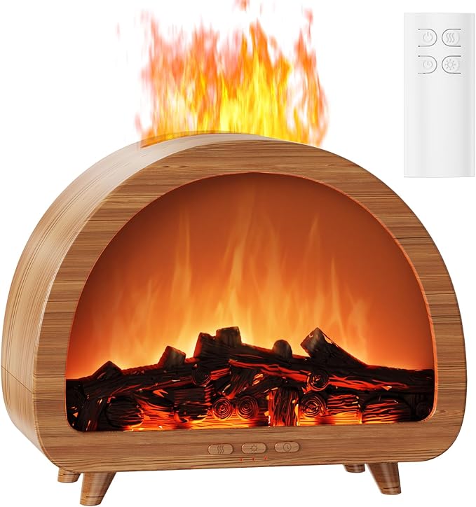 Diffuserlove Fireplace Essential Oil Diffuser Flame Aromatherapy Scent Diffuser Oil Machine Cool Mist Humidifier Colorful Fake Fire Difusor Air Diffusers for Home Room Desk Bedroom - Bloomnest