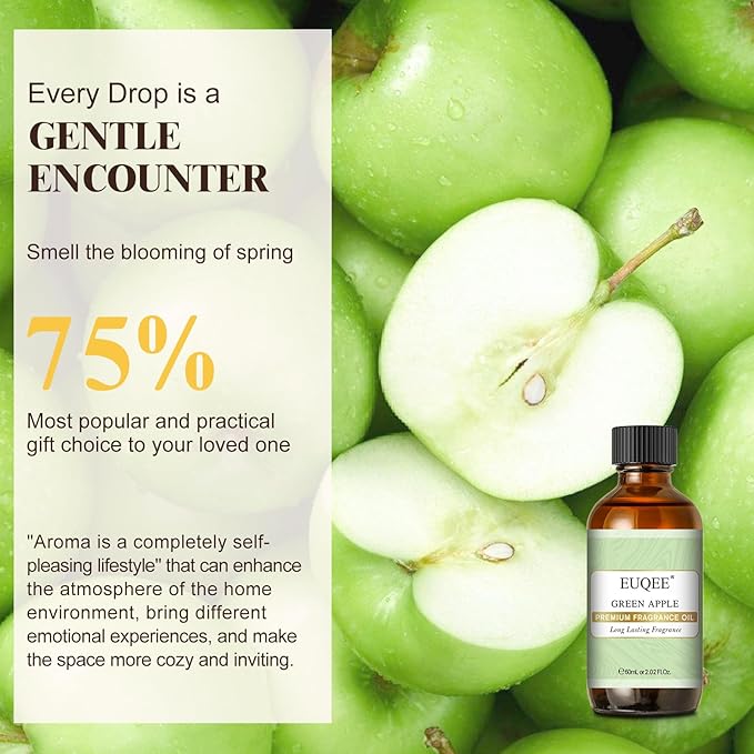 EUQEE Green Apple Fragrance Oils, 2.02 Fl oz / 60ml Essential Oils for Diffuser, Candle Making, DIY Soap with Glass Dropper - Bloomnest