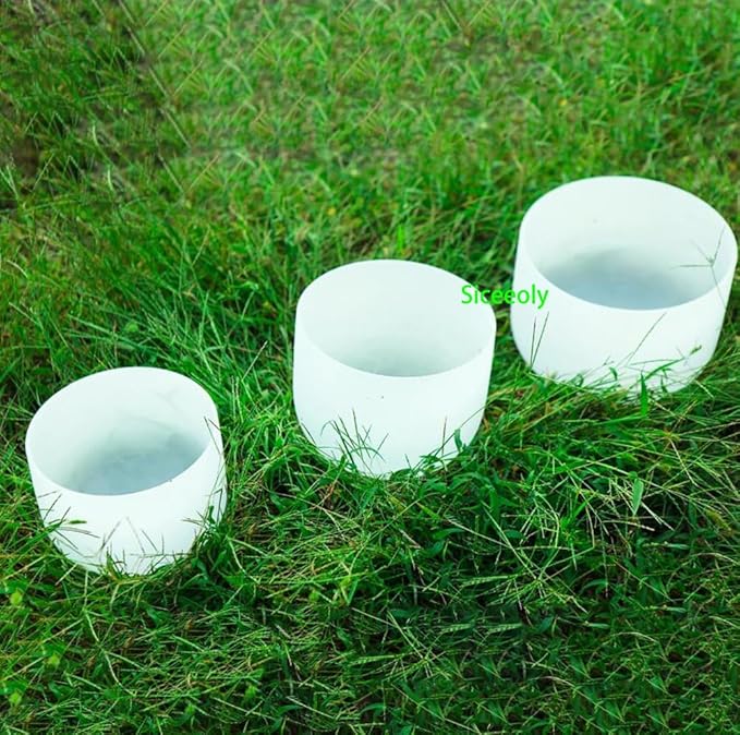 Set of 3 Singing Bowls 432HZ 6-10 inch 6"A 8"F 10"C Frosted Chakra Quartz Crystal Sound Healing Crystal with 1 Travel Carry Case Bag 1 Mallet Suede 1 Striker 3 O-rings - Bloomnest