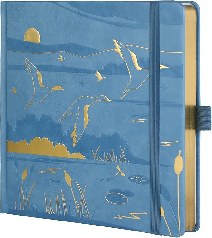 TIEFOSSI Dotted Journal Notebook, Dot Grid Notebook for Women Men, Hardcover PU Leather Journal, 160 GSM Thick Paper, 160 Numbered Pages with Gold Edges, 8 x 8 Square Diary - Bloomnest