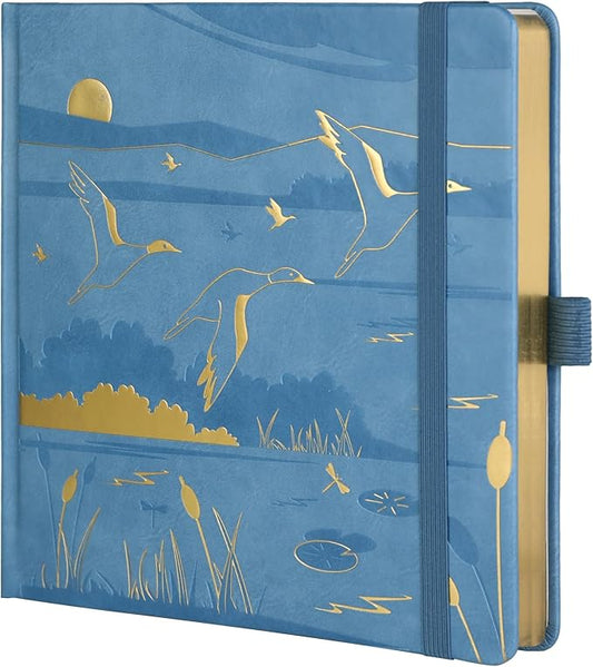 TIEFOSSI Dotted Journal Notebook, Dot Grid Notebook for Women Men, Hardcover PU Leather Journal, 160 GSM Thick Paper, 160 Numbered Pages with Gold Edges, 8 x 8 Square Diary - Bloomnest