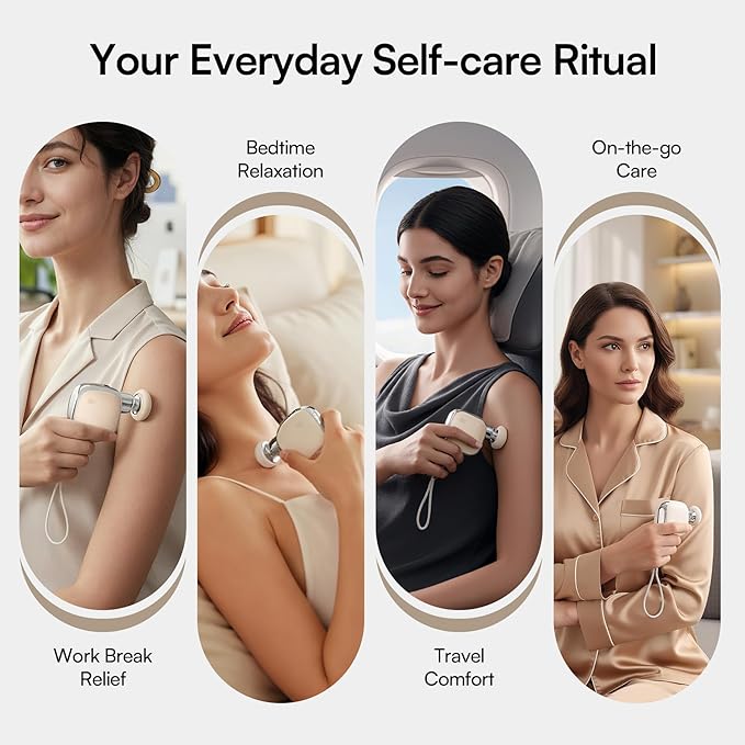 INIA PocketForce Mini Massage Gun - 75% Smaller, High-Power Percussion for Full Body Relief, Portable Deep Tissue Massager Gun with Leather Case & 3 Heads for Travel & Office Use, Gifts for Men Women - Bloomnest