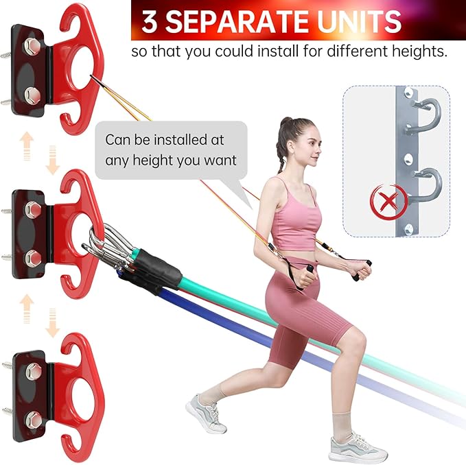 Resistance Band Wall Anchors, Wall Mounted Modular Hooking Platform, Workout Wall Mount Anchor, Training Anchor Mounted Hook Exercise Station for Home Gym Workouts,Yoga,Fitness,Strength Training - Bloomnest